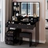 Sapphtopaz Makeup Vanity Desk Left Bedside Cabinet Makeup Table with Stool, Socket, LED Mirror, Hair Dryer Bracket for Powder Room - 2 of 4
