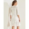 Allegra K Women's Elegant 3/4 Sleeves Ruffles Bodycon Fishtail Lace Midi Dress - 3 of 4