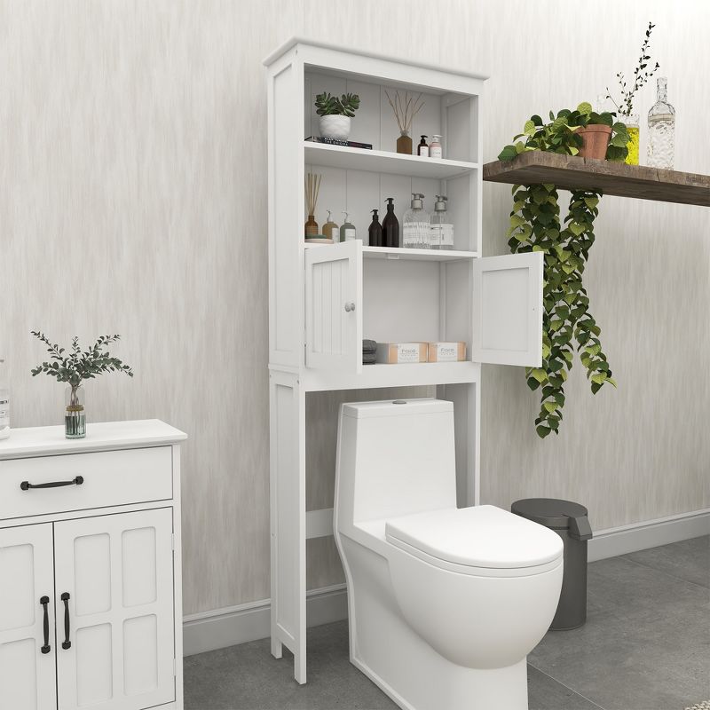 Bathroom Freestanding Storage Cabinet with Shelves Over Toilet, White - ModernLuxe, 3 of 9