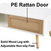 QingMoon Rattan Coffee Table, Rectangle Sofa Table with Storage Sliding Door and Solid Wood Legs for Living Room, Apartment - 4 of 4