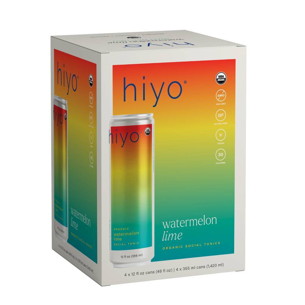 Hiyo Non-Alcoholic Watermelon Lime Organic Social Tonic - 4pk/12 fl oz Cans