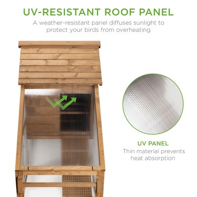 Mobile Fir Wood Chicken Coop with Wheels and Nesting Box