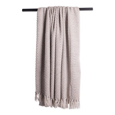 Reversible Stone Urban Chevron Fleece & Cotton Throw Blanket