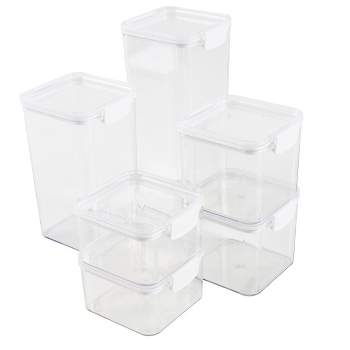 Food Storage Containers - 6-Piece Containers with Lids Set for Pantry Organization and Storage - Dry and Liquid Friendly Bins by Classic Cuisine
