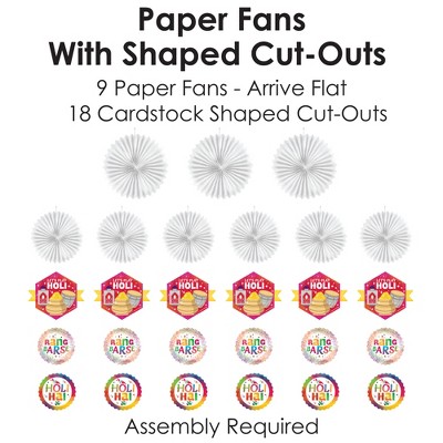 Colorful Holi Festival Hanging Paper Fan Decoration Kit