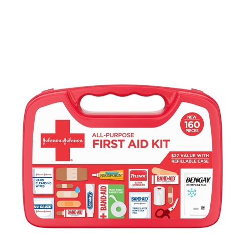 Johnson & Johnson Travel Ready Portable Emergency First Aid Kit, 80 PC