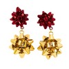 Roman 1.5 Inch Red And Gold Bow Earrings Christmas Seasonal Holiday Jewelry , Fish Hooks Christmas Jewelry (2PC) - 2 of 3
