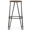 Industrial Metal and Wood Counter Stool with Round Wood Seat, Hairpin Legs, and Footrest for Kitchen, Bar, or Condo - 4 of 4