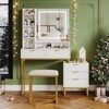 Gold Vanity Makeup Desk, Vanity Set with Mirror and 3-Mode Lights, 5 Drawers Vanity Table with Removable Side Storage Cabinet, Stool for Bedroom - 2 of 4