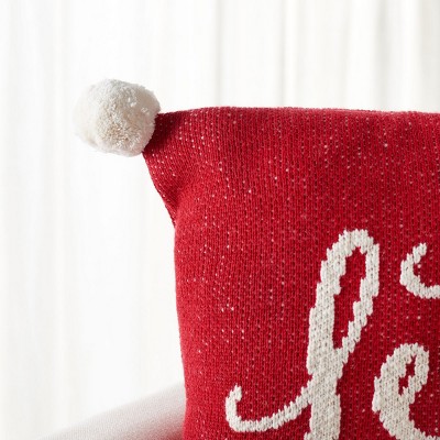 Red and White Polyester Square Holiday Pillow