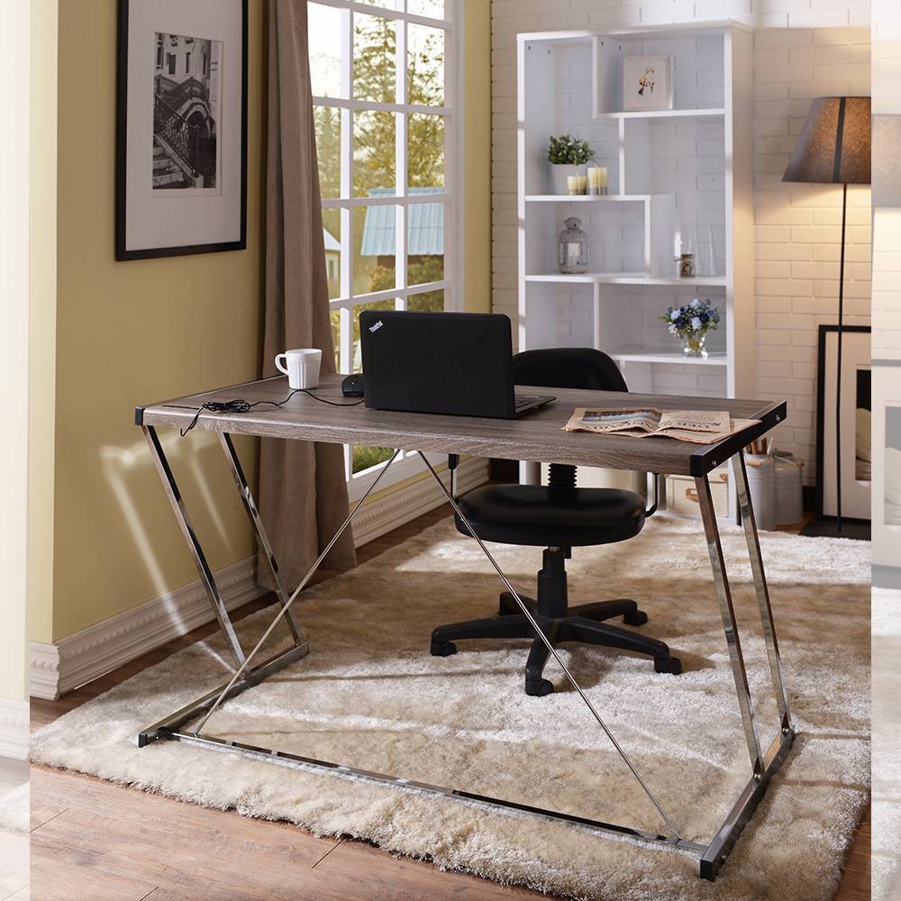 Photos - Other Furniture 47" Finis Desks Weathered Oak and Chrome Finish - Acme Furniture