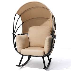 Pellebant Rocking Egg Chair Durable Iron Outdoor & Indoor Lounge Chair with Canopy Cushions 350 lbs Capacity - 1 of 4