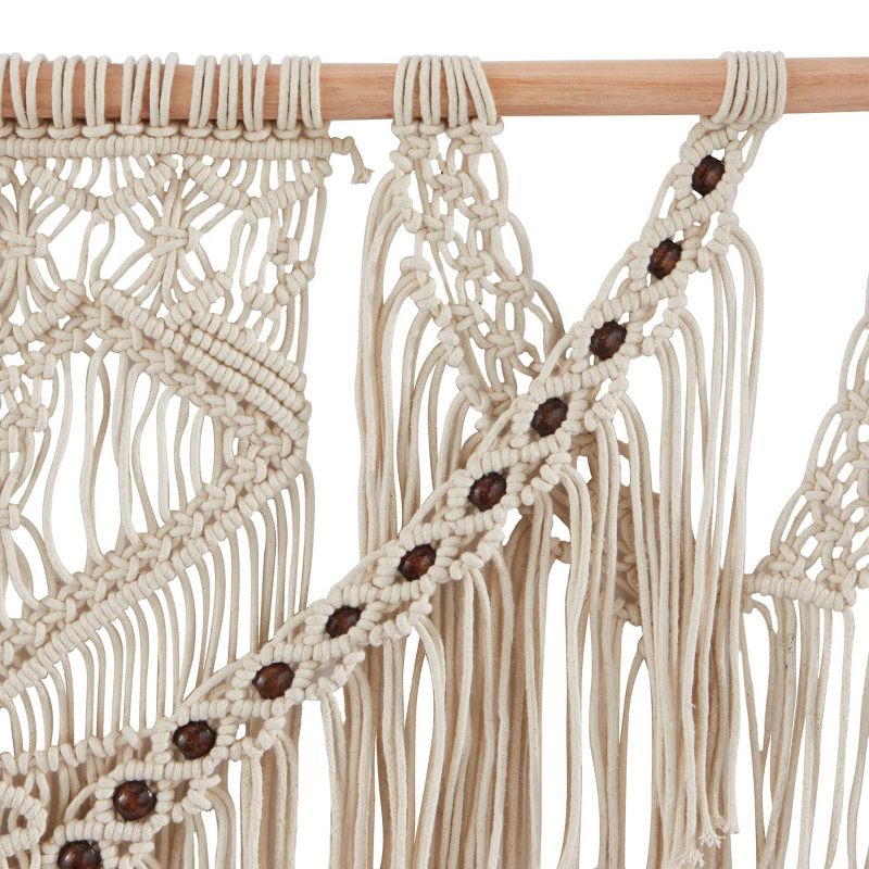Cotton Macrame Intricately Handmade Weaved Wall Decor with Beaded Fringe Tassels - Olivia & May, 3 of 6