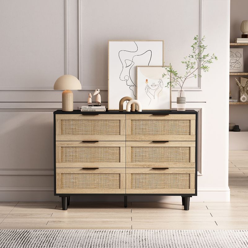 43.31" 6-Drawer Rattan Storage Cabinet for Living Room and Bedroom - ModernLuxe, 2 of 11