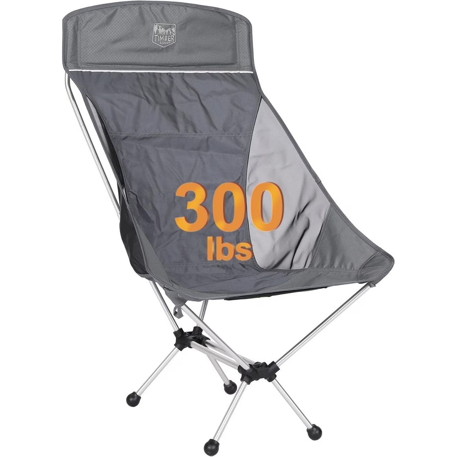 Timber Ridge Lightweight Highback Compact Folding Chair - Portable Comfort for Day Hikes, Beach Trips, & Camping, 300 lbs Support