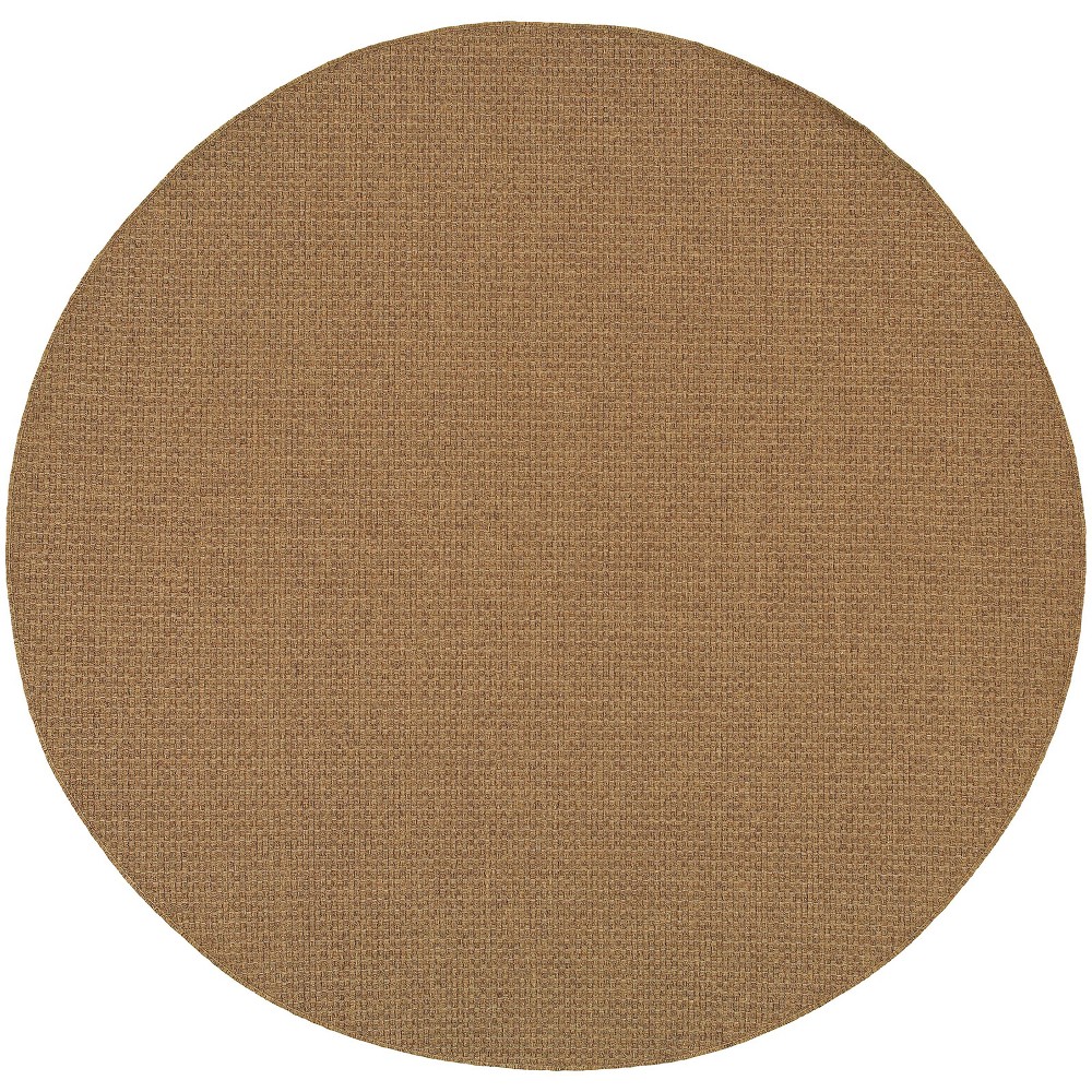 7'10in Round Keaton Basket Weave Patio Rug Tan