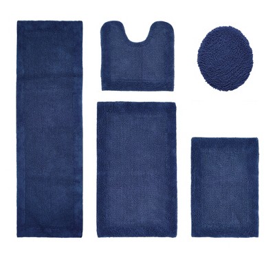 Edge Bath Rug 100% Premium Cotton Ultra-Soft Water Absorbent Tufted Solid Reversible 5 Piece Bathroom Rug Set for Machine Washable Bathmat