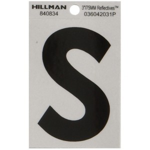 Hillman 3 in. Reflective Black Vinyl Self-Adhesive Letter S 1 pc (Case of 6) - 1 of 1