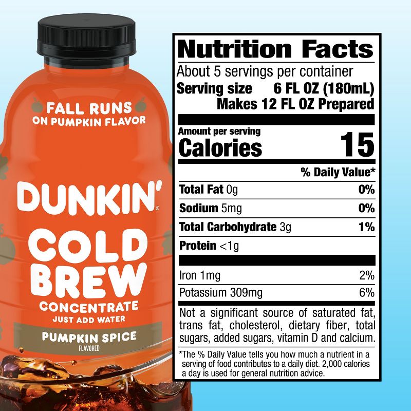Dunkin&#8217; Pumpkin Spice Flavored Cold Brew Coffee Concentrate Medium Roast Coffee - 31oz, 6 of 11