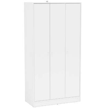 Simple Inclined Plastic Shoe Cabinet Behind The Door Of White
