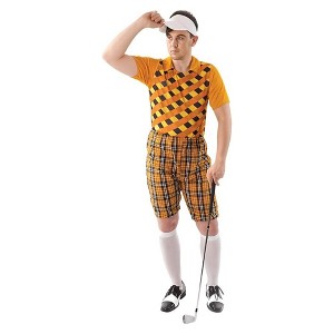 Male Golfer (orange & Black) Adult Costume - 1 of 4