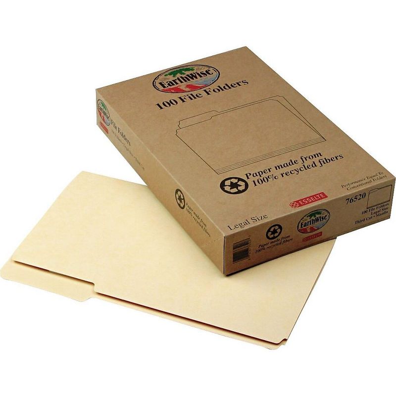 Pendaflex Earthwise 100% Recycled Paper File Folder 1/3 Cut Legal Manila 100/Box 76520, 3 of 4