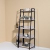 INFURNIC Decorative Bookshelf 16"W Leaning Ladder Shelf with Metal Frame and Wooden Open Compartments, Black, 16"*16"*67" - 4 of 4