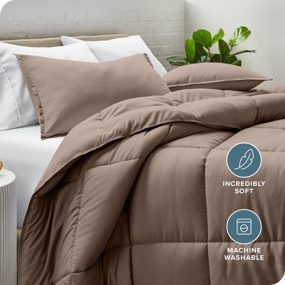 Oversized Queen Taupe Microfiber Down Alternative Comforter Set