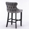 A&A Furniture,Contemporary Velvet Upholstered Wing-Back Barstools with Button Tufted Decoration and Wooden Legs,  Bar Chairs,Set of 2 - 3 of 4