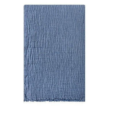 Sussex Home Muslin Blanket 4 Layers, Soft Bedspread, 100% Turkish Cotton Muslin Bed Cover, Reversible Coverlet, Indigo Blue, 91x95, Queen Size — фото 4