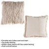 18in. Plush Pillow – Luxury Square Accent Pillow Insert and Shag Glam Cover Set – For Bedroom or Living Room by Lavish Home (Coffee) - 3 of 4