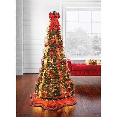 BrylaneHome 6 Ft Fully Decorated Pre-Lit Pop-Up Christmas Tree