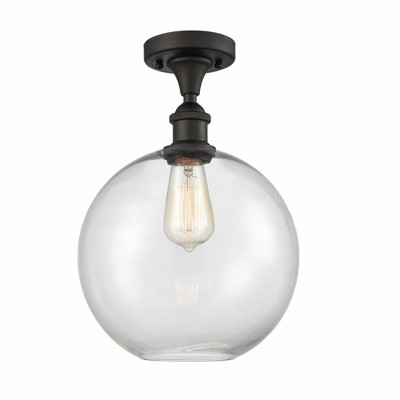 Athens - 1 Light Semi-Flush Mount In Industrial Style-15 Inches Tall and 10 Inches Wide