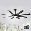 Airsurfer 72" Matte Black LED Ceiling Fan with 8 Flat Black Blades and Remote, Color-Changing Light Included - 4 of 4