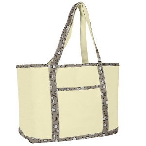 Dalix Owl Tote Shoulder Bag Natural Cotton Canvas - 1 of 4