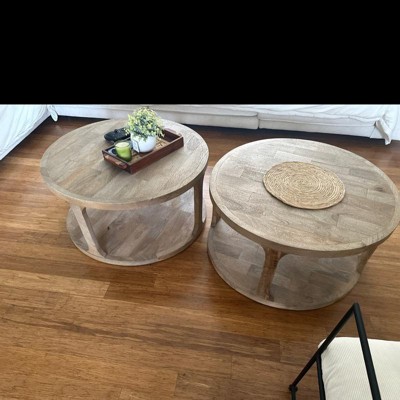 Threshold castalia round natural wood deals table