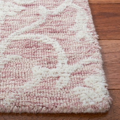 Hand-Tufted Pink and Ivory Wool Area Rug, 5' x 8'