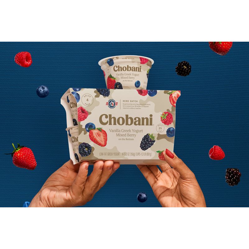 Chobani Mixed Berry on the Bottom Low-Fat Vanilla Greek Yogurt - 4ct/5.3oz Cups, 5 of 14