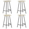 vidaXL Bar Stool Set of 4 Bleached wood, Black Solid mango wood, Iron - 2 of 4