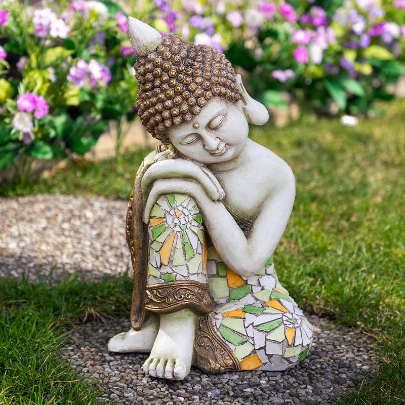 Northlight Resting Mosaic Buddha Outdoor Ceramic Garden Statue - 17", 2 of 8