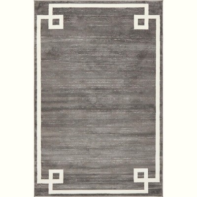 Reversible Gray Geometric 4' x 6' Rectangular Synthetic Rug