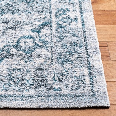 Classic Vintage Blue and Aqua Handmade Cotton Rug
