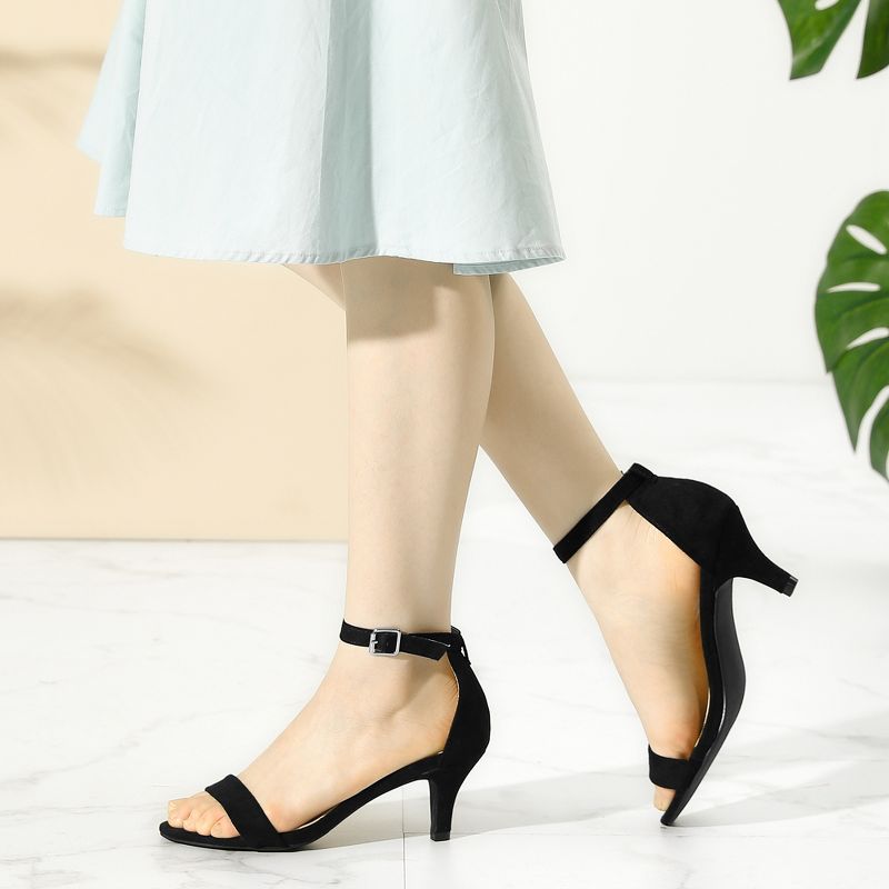 Perphy Women's Open Toe Ankle Strap Kitten Heels Sandals, 2 of 7