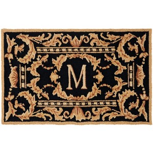 Monogram MON219 Hand Hooked Outdoor Door Mat - Black - 2'6"x4' - Safavieh - 1 of 2