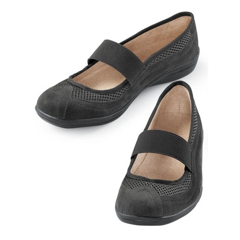 Collections Etc Comfortable Slip-on Mary Jane Shoes - Wide Width 9 ...