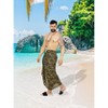 HAPPY BAY Men's Beach Holidays Cover Up Summer Long Sarong Wrap Beachwear Vacation Cover-Up Lava Lava For Men One Size Brown, Leaves - 2 of 4