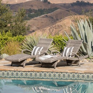 Okak HDPE Reclining Patio Chaise Lounge for Outdoor Use,Ergonomics Outdoor Long Chiase Rattan Poolside Chair for Deck,Backyard&Pool,Gray - 1 of 4