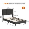 Twin Size Upholstered Bed Frame with Headboard, Solid Wood Slats Support, No Box Spring Needed, Noise-Free Platform Frame - 2 of 4