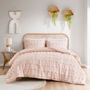 Racxily Clip Jacquard Comforter Set, Pompom Detail Design with Antimicrobial Protection - 1 of 4