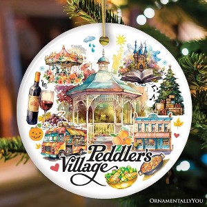 Peddler’s Village Artistic Ornament with Rustic Pennsylvania Scenery, Vintage Ceramic Christmas Souvenir| OrnamentallyYou - 1 of 4